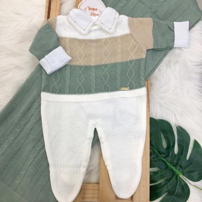  Saida de Maternidade Nicolas - Verde e Areia com Body